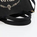 PRADA Canapa MM Handtasche Canvas 2-Wege Schwarz Gold Authentisch 180606-7