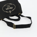 PRADA Canapa MM Handtasche Canvas 2-Wege Schwarz Gold Authentisch 180606-8