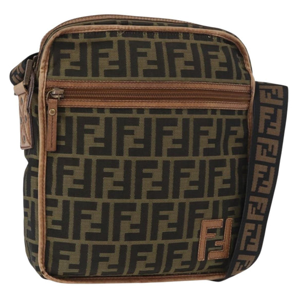FENDI Zucca Canvas Umhängetasche Schwarz Braun Original 180611