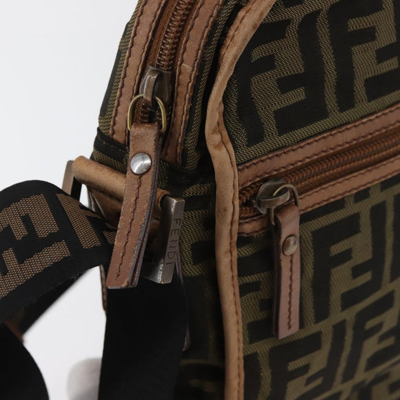 FENDI Zucca Canvas Umhängetasche Schwarz Braun Original 180611