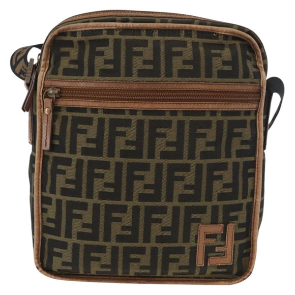 FENDI Zucca Canvas Umhängetasche Schwarz Braun Original 180611
