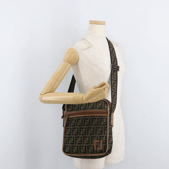 FENDI Zucca Canvas Umhängetasche Schwarz Braun Original 180611