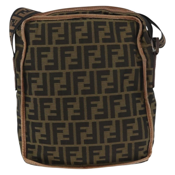 FENDI Zucca Canvas Umhängetasche Schwarz Braun Original 180611