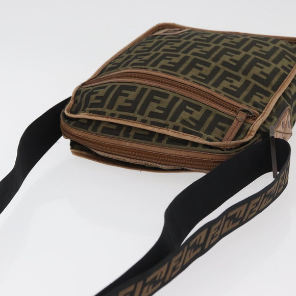 FENDI Zucca Canvas Umhängetasche Schwarz Braun Original 180611