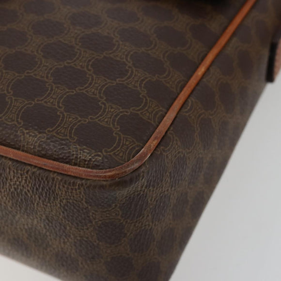 CELINE Macadam Canvas Schoudertas PVC Leer Bruin Goud Auth 180612A
