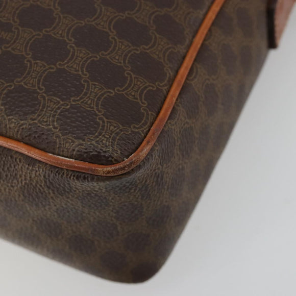 CELINE Macadam Canvas Schoudertas PVC Leer Bruin Goud Auth 180612A