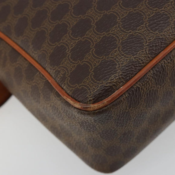 CELINE Macadam Canvas Schoudertas PVC Leer Bruin Goud Auth 180612A