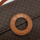 CELINE Macadam Canvas Schoudertas PVC Leer Bruin Goud Auth 180612A-14