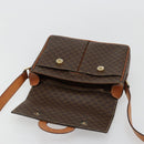 CELINE Macadam Canvas Schoudertas PVC Leer Bruin Goud Auth 180612A-15