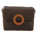 CELINE Macadam Canvas Schoudertas PVC Leer Bruin Goud Auth 180612A-2