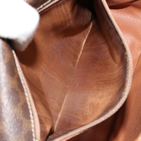 CELINE Macadam Canvas Schoudertas PVC Leer Bruin Goud Auth 180612A