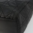 Christian Dior Canage Hand Bag Lamb Skin Black Gold Auth 180616A-9