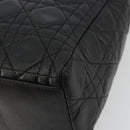 Christian Dior Canage Hand Bag Lamb Skin Black Gold Auth 180616A-15