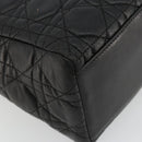 Christian Dior Canage Hand Bag Lamb Skin Black Gold Auth 180616A-16