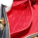 Christian Dior Canage Hand Bag Lamb Skin Black Gold Auth 180616A-21