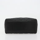 Christian Dior Canage Hand Bag Lamb Skin Black Gold Auth 180616A-5