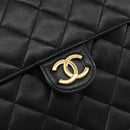 CHANEL Matelasse Chain Shoulder Bag Lamb Skin Black Gold CC Auth 180617-14