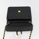 CHANEL Matelasse Chain Shoulder Bag Lamb Skin Black Gold CC Auth 180617-15