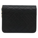 CHANEL Matelasse Chain Shoulder Bag Lamb Skin Black Gold CC Auth 180617-3