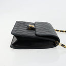 CHANEL Matelasse Chain Shoulder Bag Lamb Skin Black Gold CC Auth 180617-4