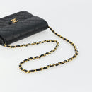 CHANEL Matelasse Chain Shoulder Bag Lamb Skin Black Gold CC Auth 180617-7
