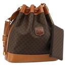 CELINE Macadam Canvas Purse Shoulder Bag PVC Leather Brown Gold Auth 180626A-1