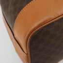 CELINE Macadam Canvas Purse Shoulder Bag PVC Leather Brown Gold Auth 180626A-11