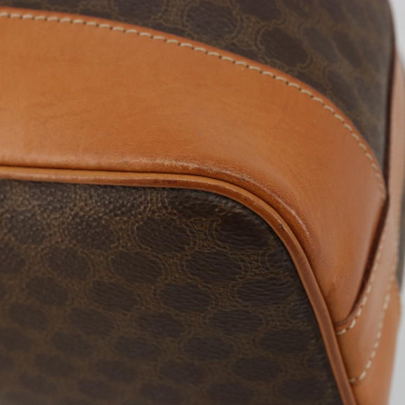 CELINE Macadam Canvas Purse Shoulder Bag PVC Leather Brown Gold Auth 180626A