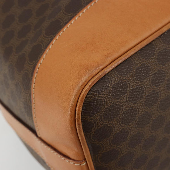 CELINE Macadam Canvas Purse Shoulder Bag PVC Leather Brown Gold Auth 180626A