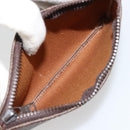 CELINE Macadam Canvas Purse Shoulder Bag PVC Leather Brown Gold Auth 180626A-23