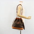 CELINE Macadam Canvas Purse Shoulder Bag PVC Leather Brown Gold Auth 180626A-24