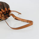 CELINE Macadam Canvas Purse Shoulder Bag PVC Leather Brown Gold Auth 180626A-7