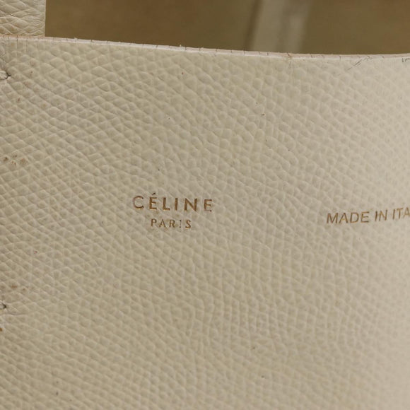 CELINE Tote Bag Leather 2way Ivory Gold Auth 180628