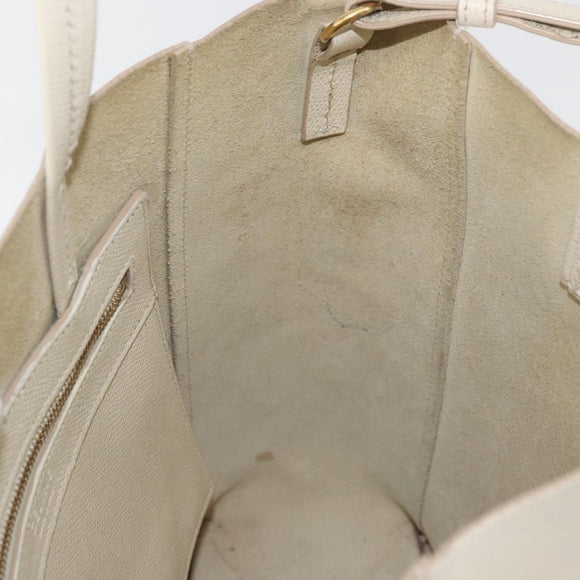 CELINE Tote Bag Leather 2way Ivory Gold Auth 180628