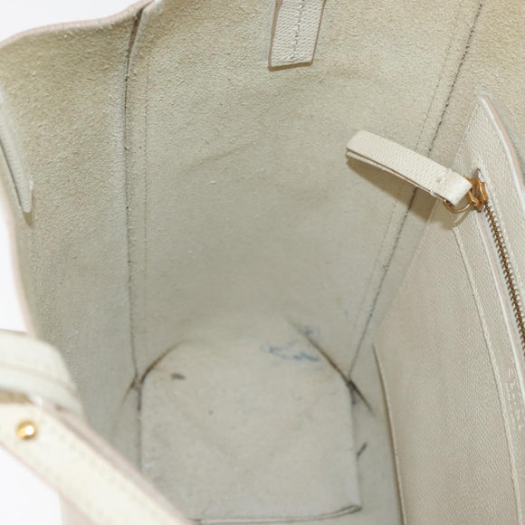 CELINE Tote Bag Leather 2way Ivory Gold Auth 180628