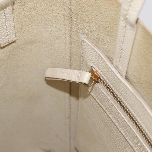 CELINE Tote Bag Leather 2way Ivory Gold Auth 180628