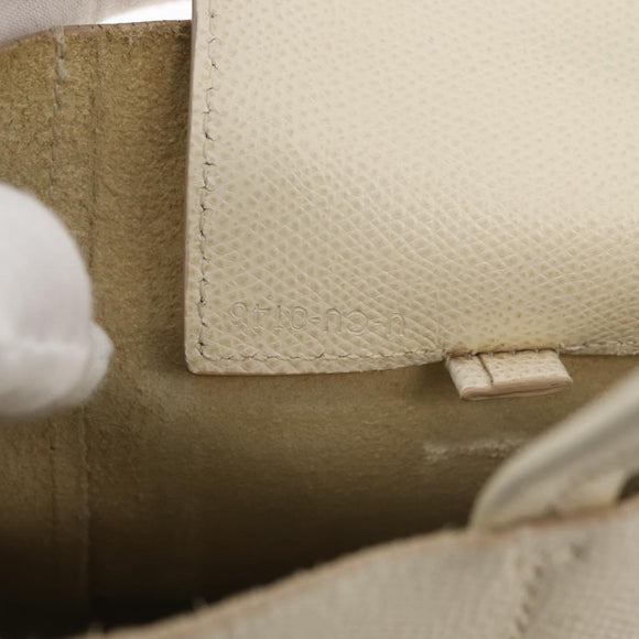 CELINE Tote Bag Leather 2way Ivory Gold Auth 180628