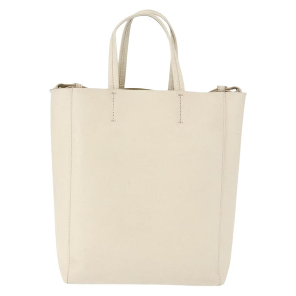 CELINE Tote Bag Leather 2way Ivory Gold Auth 180628