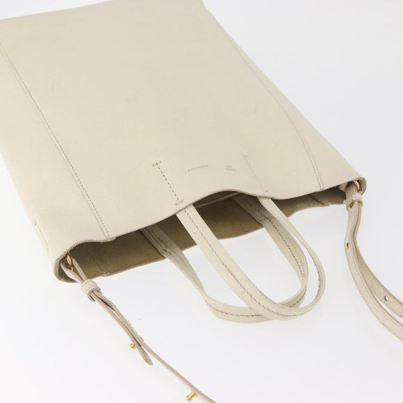 CELINE Tote Bag Leather 2way Ivory Gold Auth 180628