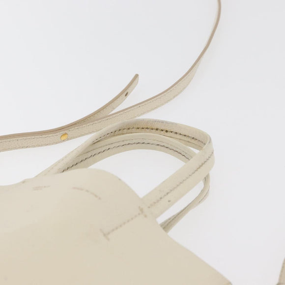 CELINE Tote Bag Leather 2way Ivory Gold Auth 180628
