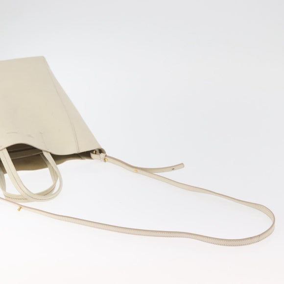 CELINE Tote Bag Leather 2way Ivory Gold Auth 180628
