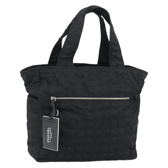 CHANEL New Travel Line Tote Bag Nylon Black Silver CC Auth 180630A