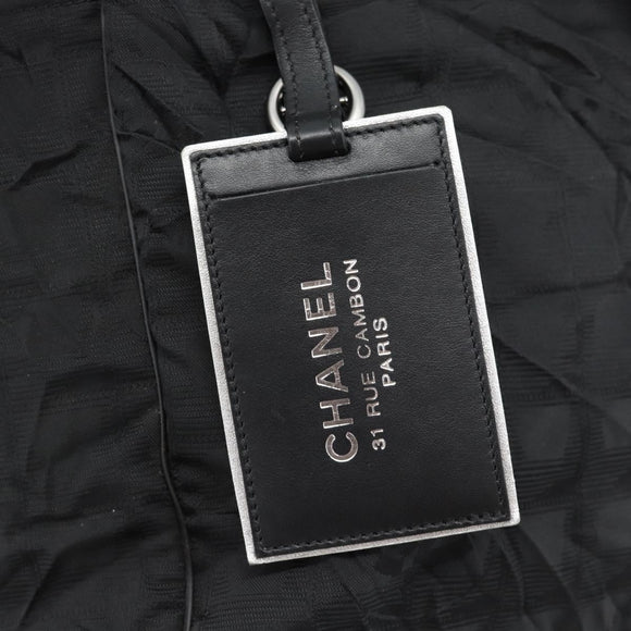 CHANEL New Travel Line Tote Bag Nylon Black Silver CC Auth 180630A