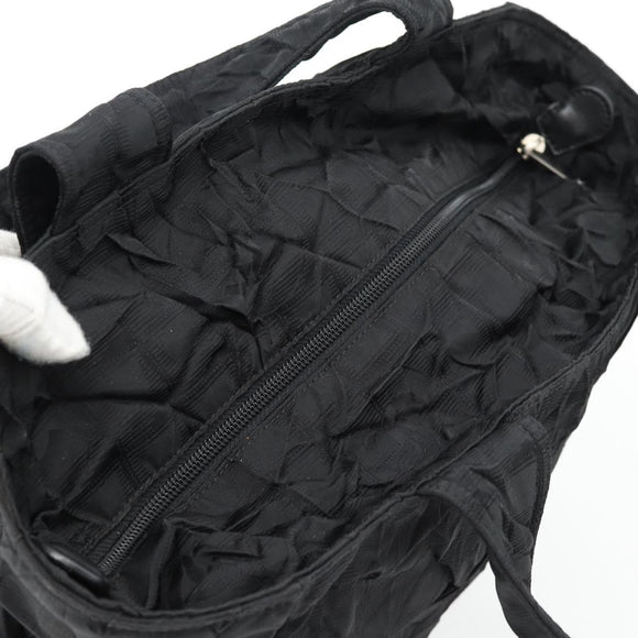 CHANEL New Travel Line Tote Bag Nylon Black Silver CC Auth 180630A