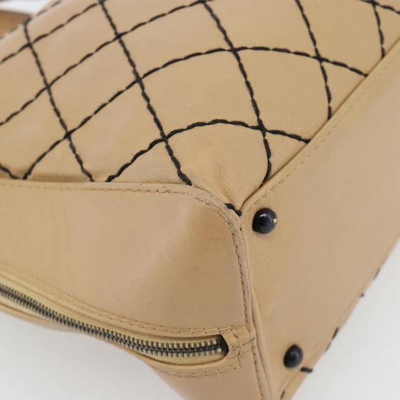 CHANEL Wild Stitch Tote Tas Leer Beige CC Auth 180632