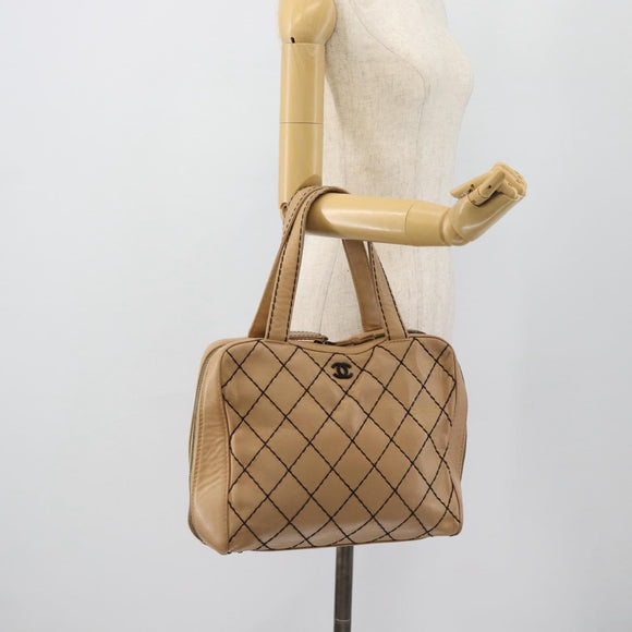 CHANEL Wild Stitch Tote Tas Leer Beige CC Auth 180632