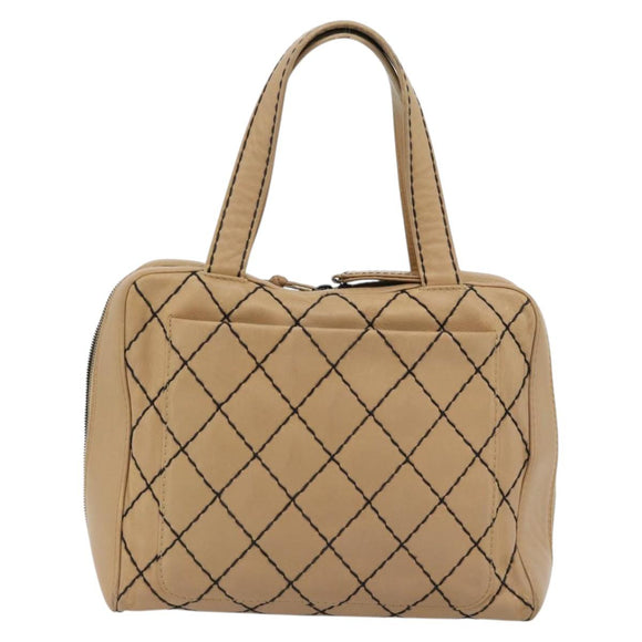 CHANEL Wild Stitch Tote Tas Leer Beige CC Auth 180632