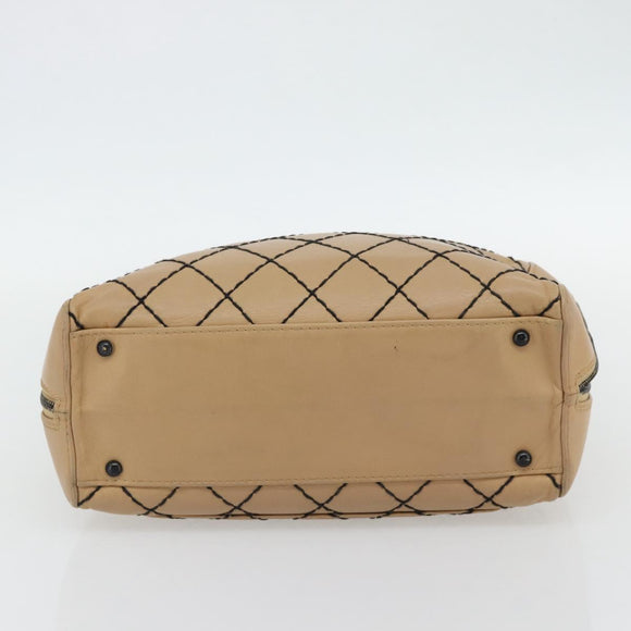 CHANEL Wild Stitch Tote Tas Leer Beige CC Auth 180632
