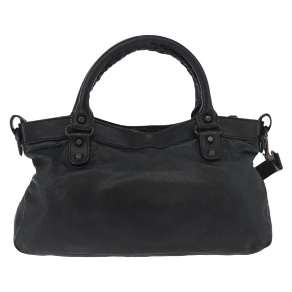BALENCIAGA The First Hand Bag Leather 2way Black 103208 Auth 180633SAM