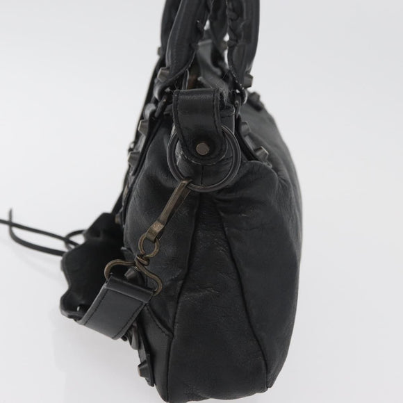 BALENCIAGA The First Hand Bag Leather 2way Black 103208 Auth 180633SAM